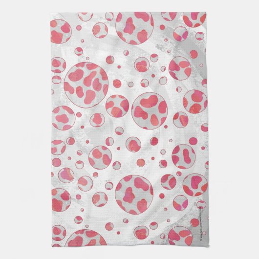 Linge De Cuisine Polka Dot Dalmatie rose et blanc (Vertical)