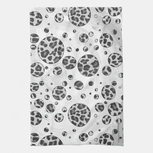 Linge De Cuisine Polka Dot Leopard Design noir et blanc (Vertical)
