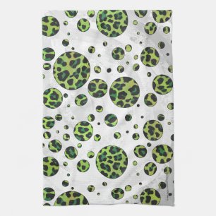 Linge De Cuisine Polka Dot Leopard noir et vert