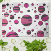 Linge De Cuisine Polka Dot Tiger rose chaud et noir (Plié)