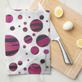 Linge De Cuisine Polka Dot Tiger rose chaud et noir (Quart Plié)