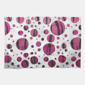 Linge De Cuisine Polka Dot Tiger rose chaud et noir (Horizontal)