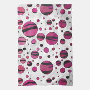 Linge De Cuisine Polka Dot Tiger rose chaud et noir