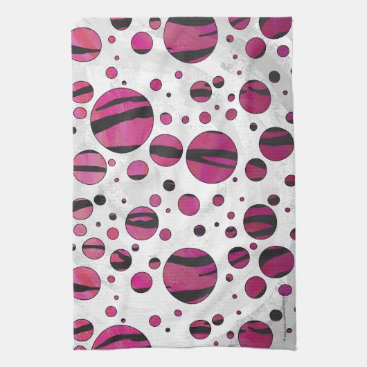 Linge De Cuisine Polka Dot Tiger rose chaud et noir (Vertical)