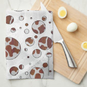 Linge De Cuisine Polka Dot Vache Brown et blanche (Quart Plié)