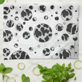 Linge De Cuisine Polka Dot Vache noir et blanc (Plié)
