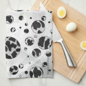 Linge De Cuisine Polka Dot Vache noir et blanc (Quart Plié)