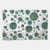 Linge De Cuisine Polka Dot Zebra Brown et Turquoise (Horizontal)