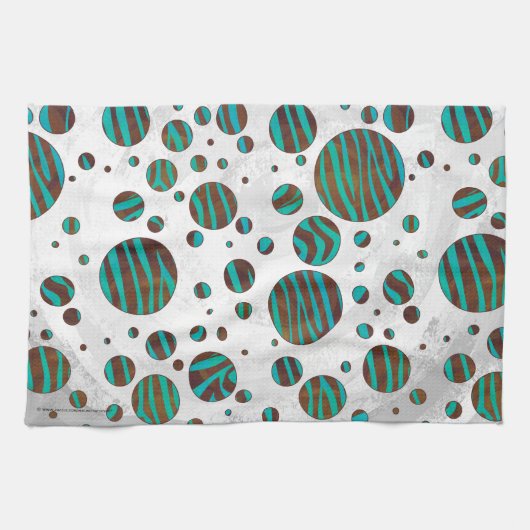 Linge De Cuisine Polka Dot Zebra Brown et Turquoise (Horizontal)