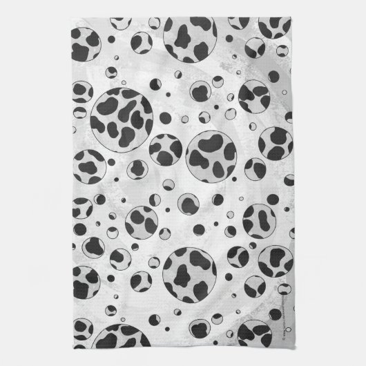 Linge De Cuisine Polka en Dalmatie noir et blanc (Vertical)