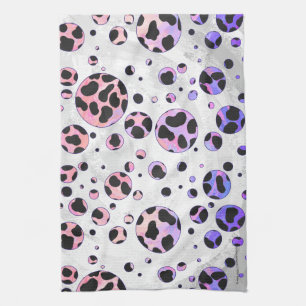 Linge De Cuisine Polka noire et rose de Dalmatie Imprimer