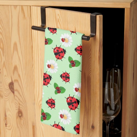 Linge De Cuisine Polka rouge mignon point Ladybug Fleur de margueri (Pliage en tiers)