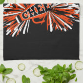 Linge De Cuisine Pom-pom girl en orange, noir et blanc (Plié)