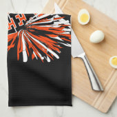 Linge De Cuisine Pom-pom girl en orange, noir et blanc (Quart Plié)
