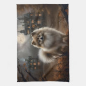 Linge De Cuisine Pomeranian Halloween Épouvantable (Vertical)