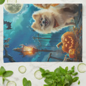 Linge De Cuisine Pomeranian Halloween Épouvantable (Plié)