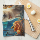 Linge De Cuisine Pomeranian Halloween Épouvantable (Quart Plié)