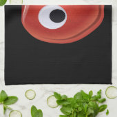 Linge De Cuisine Pomme rouge drôle avec yeux de googly (Plié)