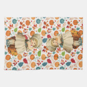 Linge De Cuisine Pomme sculptée et Halloween Citrouille coloré (Horizontal)