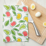 Linge De Cuisine Pommes Oranges et poires Motif de fruits<br><div class="desc">Motif de fruits illustrés moderne sur blanc.</div>
