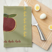 Linge De Cuisine Pommes texturées (sauge) (Quart Plié)
