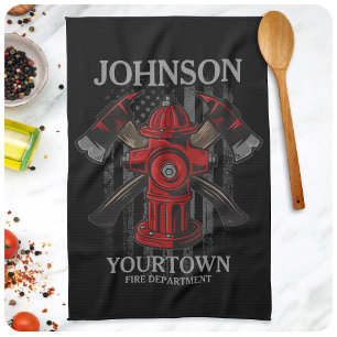 Linge De Cuisine Pompier NOM Caserne de pompiers Bouche d'incendie 