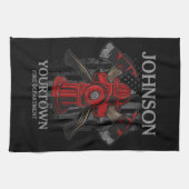 Linge De Cuisine Pompier NOM Fire Department Hydrant USA Drapeau (Horizontal)