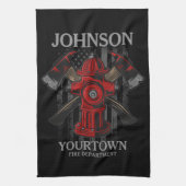 Linge De Cuisine Pompier NOM Fire Department Hydrant USA Drapeau (Vertical)