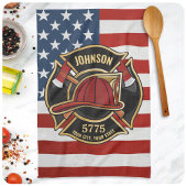 Linge De Cuisine Pompier Secourt incendie Département USA Drapeau p