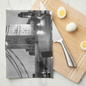 Linge De Cuisine Pont Tour de Londres blanc noir (Quart Plié)