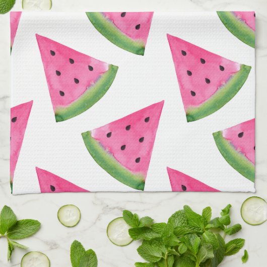 Linge De Cuisine Ponts de pastèque aquarelle (Plié)