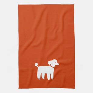 Linge De Cuisine Poodle Blanc sur Couleur Personnalisable