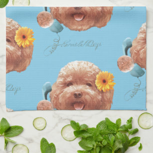 Linge De Cuisine Poodle de jouet avec Fleur et Illustration télépho