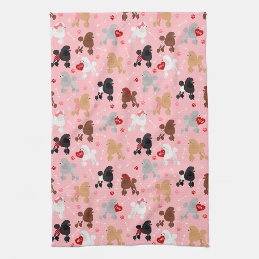 Linge De Cuisine Poodle Valentine Pattern (Vertical)
