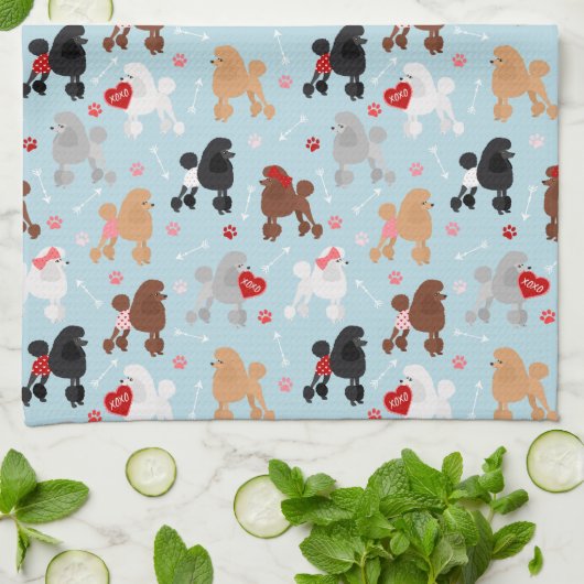 Linge De Cuisine Poodle Valentine Pattern Kitchen Towel (Plié)
