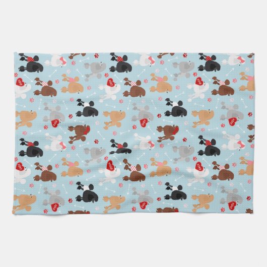 Linge De Cuisine Poodle Valentine Pattern Kitchen Towel (Horizontal)