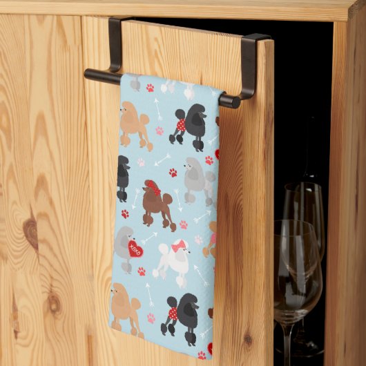 Linge De Cuisine Poodle Valentine Pattern Kitchen Towel (Pliage en tiers)