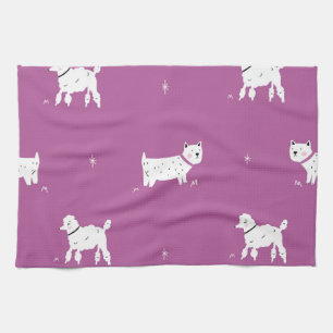 Linge De Cuisine Poodle violet : Motif rétro monochrome