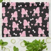 Linge De Cuisine Poodles roses et vaches Motif noir (Plié)