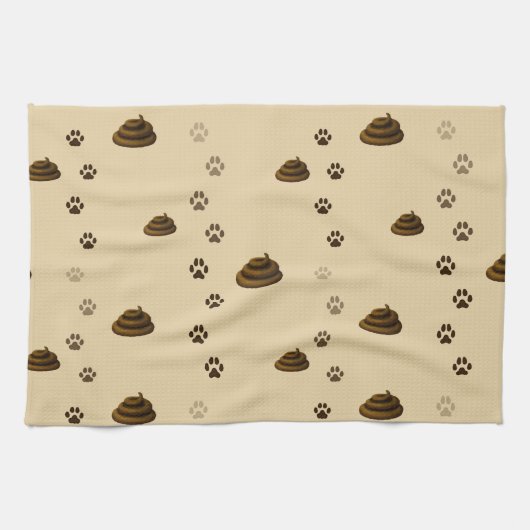 Linge De Cuisine Poop & Empreintes de pattes Cute Messy Pets Amoure (Horizontal)