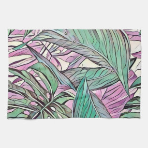 Linge De Cuisine Pop art tropical feuille vert coloré