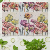 Linge De Cuisine Poppies Fleurs de Pavot Rouge Orange Jaune Pavot A (Plié)