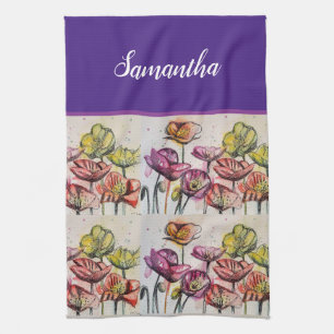 Linge De Cuisine Poppies Fleurs de Pavot Rouge Orange Jaune Pavot A