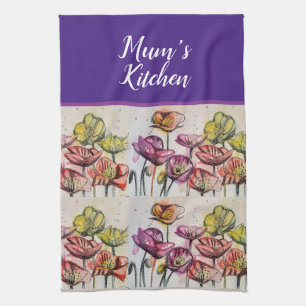 Linge De Cuisine Poppies Fleurs de Pavot Rouge Orange Jaune Pavot A