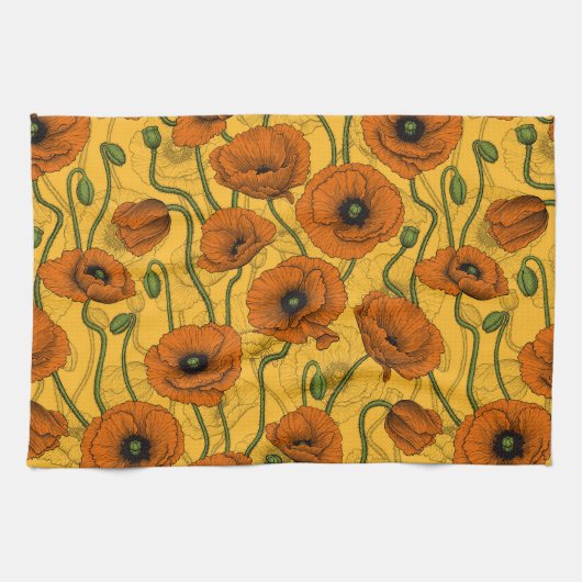 Linge De Cuisine Poppies orange (Horizontal)
