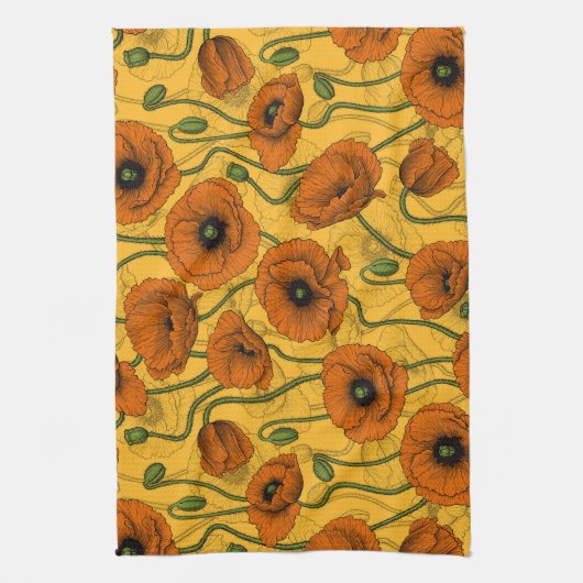 Linge De Cuisine Poppies orange (Vertical)