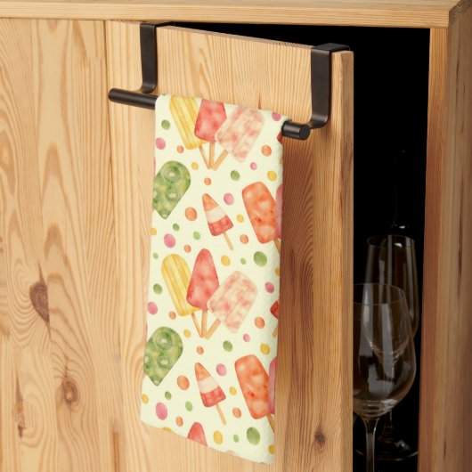 Linge De Cuisine Popsicles colorés d'aquarelle (Pliage en tiers)