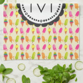 Linge De Cuisine Popsicules et cônes de crème glacée Monogramme per (Plié)