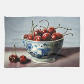 Linge De Cuisine Porcelaine Bleue & Cerises (Horizontal)