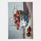 Linge De Cuisine Porcelaine Bleue & Cerises (Vertical)